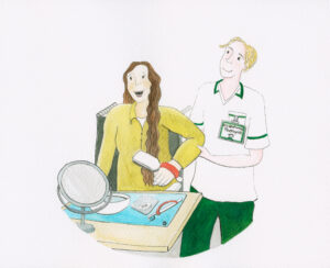 The Ocupational Therapist helps people relearn the things they need to do everyday like washing and dressing.